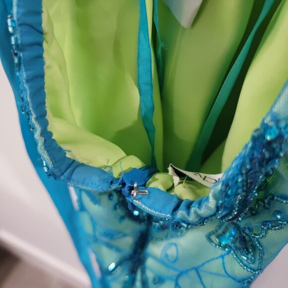 Vintage Y2K Cache Womens Dress Size Large Beaded Iridescent Gown Fairy Floral - Picture 12 of 13